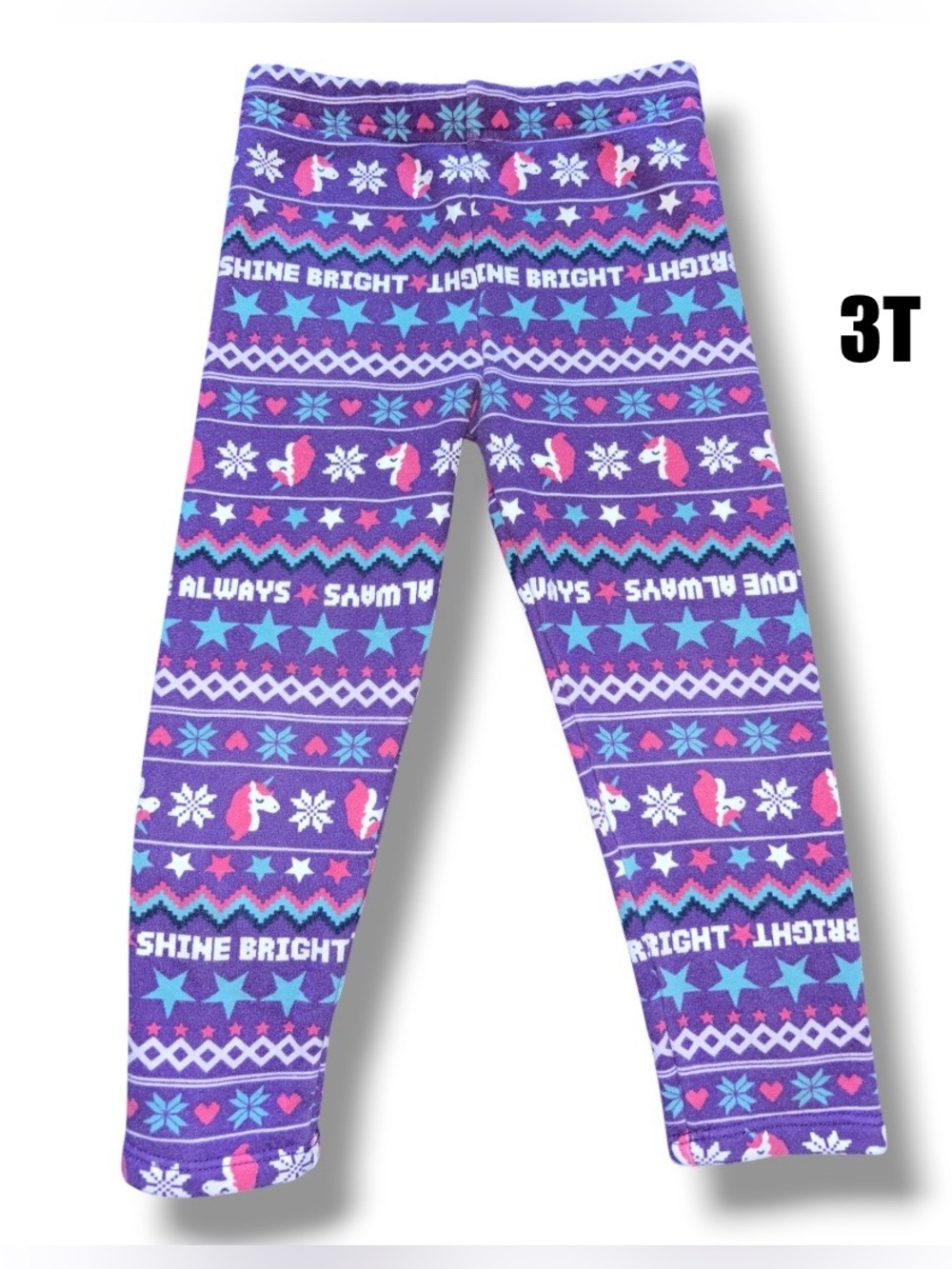Garanimals Purple Unicorn 'Shine Bright' Cozy Leggings with Pink & Blue Accents